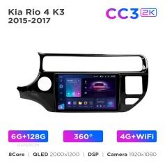 Radio samochodowe Teyes CC3 2k 6+128 Gb 360° Kia Rio 4 K3 2015-2017 9"