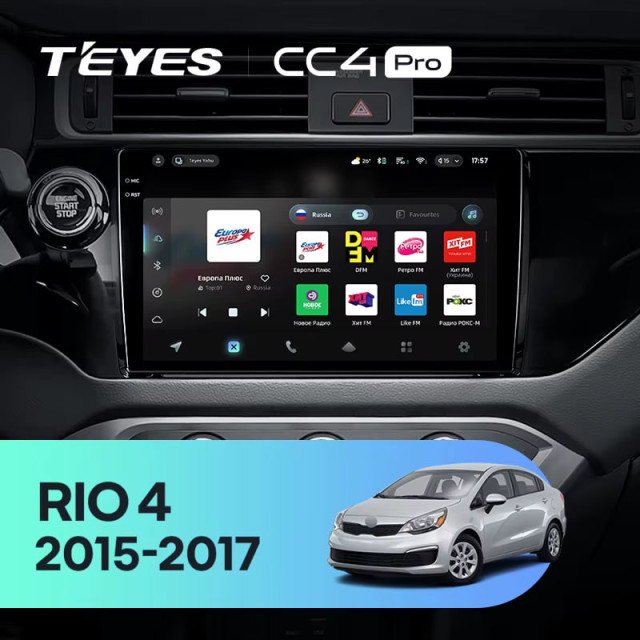 Radio samochodowe Teyes CC4 Pro 2k 8+128 Gb Kia RIO 4 K3 2015-2017 9"