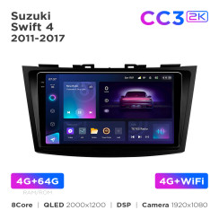 Radio samochodowe Teyes CC3 2k 4+64 Gb Suzuki Swift 4 2011-2017 9"
