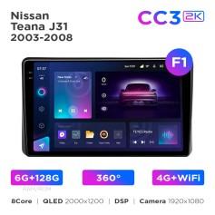 Radio samochodowe Teyes CC3 2k 6+128 Gb 360° Nissan Teana J31 2003-2008 (F1) 9"