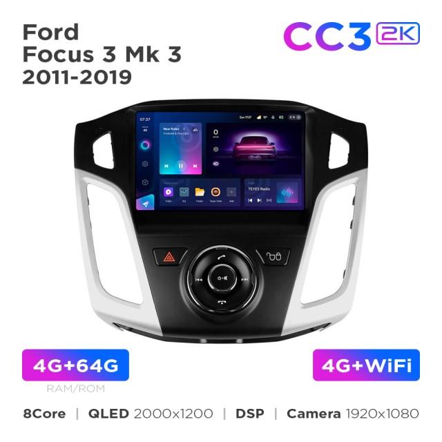 Radio samochodowe Teyes CC3 2k 4+64 Gb Ford Focus 3 Mk3 2011-2019 9"