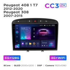 Radio samochodowe Teyes CC3 2k 6+128 Gb Peugeot 408 1 T7 2012-2020 / 308 2007-2015 9"