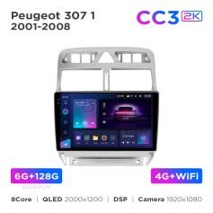 Radio samochodowe Teyes CC3 2k 6+128 Gb Peugeot 307 1 2001-2008 9"