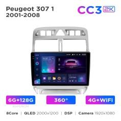 Radio samochodowe Teyes CC3 2k 6+128 Gb 360° Peugeot 307 1 2001-2008 9"