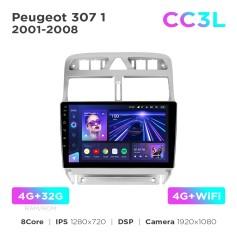 Radio samochodowe do Peugeot 307 1 2001-2008 Teyes CC3L 4+32 Gb 9"