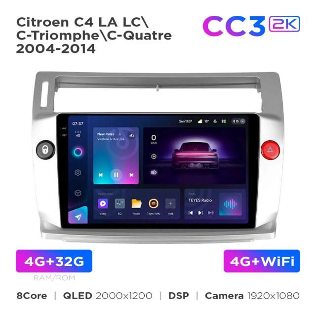 Radio samochodowe Teyes CC3 2k 4+32 Gb Citroen C4 LA LC C-Triomphe C-Quatre 2004-2014 9"