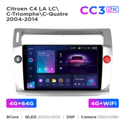 Radio samochodowe Teyes CC3 2k 4+64 Gb Citroen C4 LA LC C-Triomphe C-Quatre 2004-2014 9"