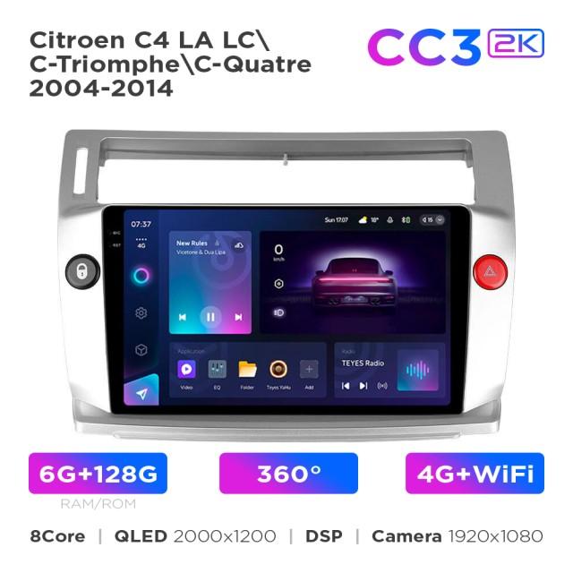 Radio samochodowe Teyes CC3 2k 6+128 Gb 360° Citroen C4 LA LC C-Triomphe C-Quatre 2004-2014 9"