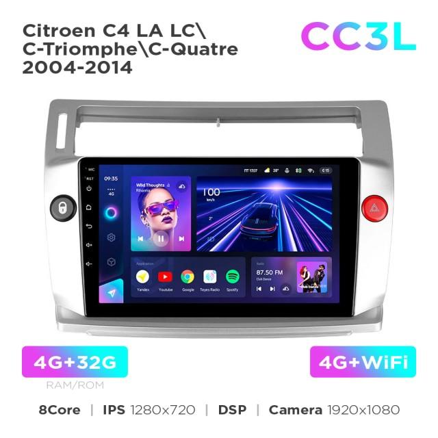 Radio samochodowe do Citroen C4 LA LC C-Triomphe C-Quatre 2004-2014 Teyes CC3L 4+32 Gb 9"