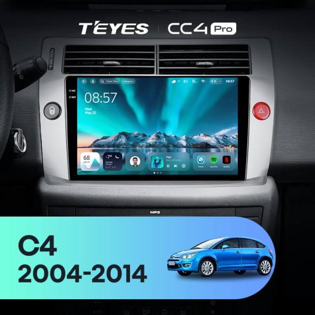 Radio samochodowe Teyes CC4 Pro 2k 12+256 Gb Citroen C4 LA LC C-Triomphe C-Quatre 2004-2014 9"