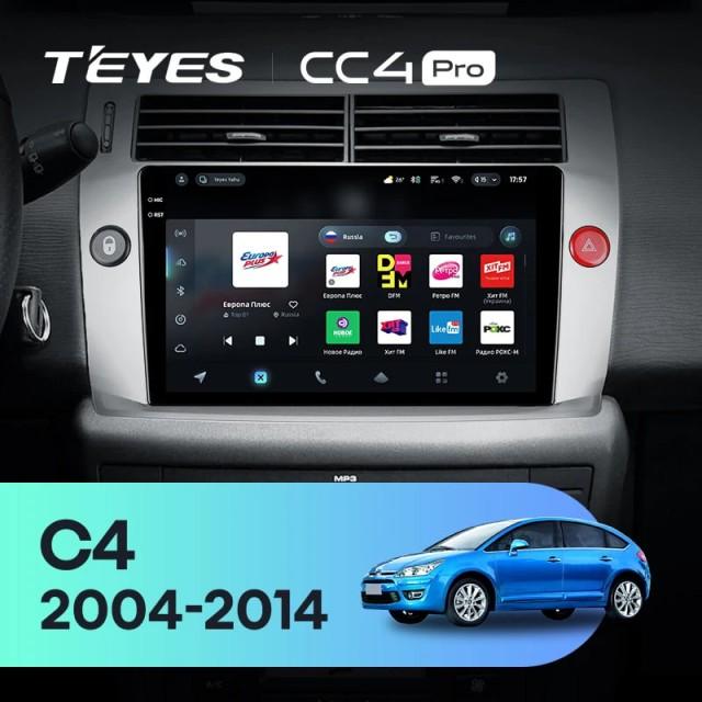 Radio samochodowe Teyes CC4 Pro 2k 8+128 Gb Citroen C4 LA LC C-Triomphe C-Quatre 2004-2014 9"