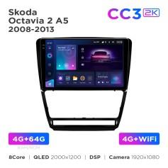 Radio samochodowe Teyes CC3 2k 4+64 Gb Skoda Octavia 2 A5 2008-2013 Black 10"