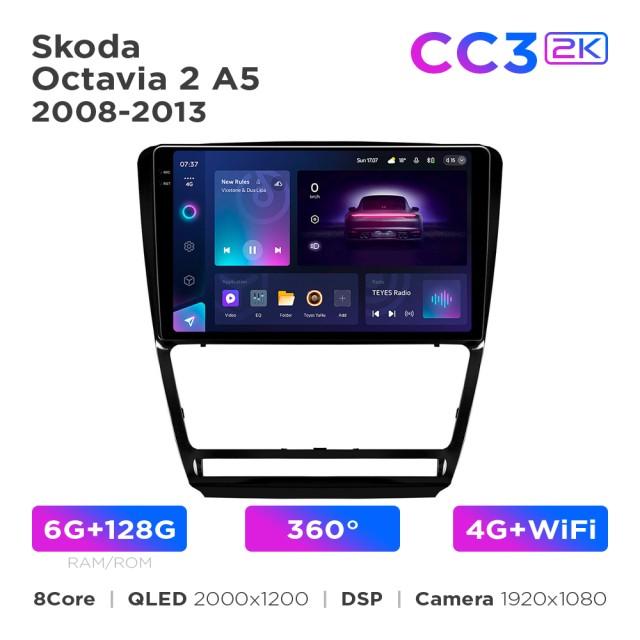 Radio samochodowe Teyes CC3 2k 6+128 Gb 360° Skoda Octavia 2 A5 2008-2013 black 10"