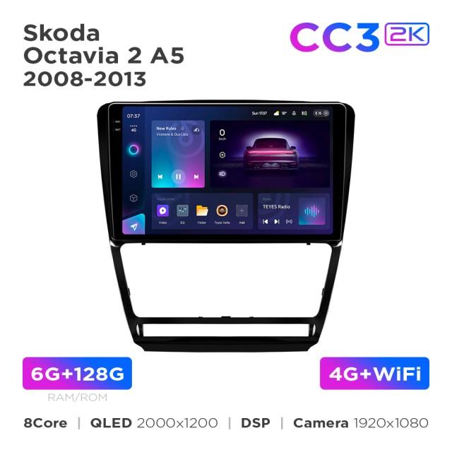 Radio samochodowe Teyes CC3 2k 6+128 Gb Skoda Octavia 2 A5 2008-2013 black 10"