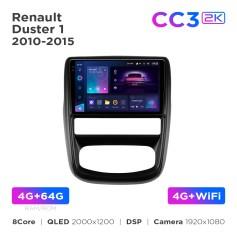 Radio samochodowe Teyes CC3 2k 4+64 Gb Renault Duster 1 2010-2015 / Nissan Terrano 3 2014-2022 9"