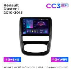 Radio samochodowe Teyes CC3 2k 4+64 Gb Renault Duster 1 2010-2015 / Nissan Terrano 3 2014-2022 9"