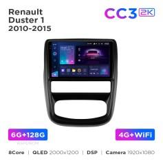 Radio samochodowe Teyes CC3 2k 6+128 Gb Renault Duster 1 2010-2015 / Nissan Terrano 3 2014-2022 9"
