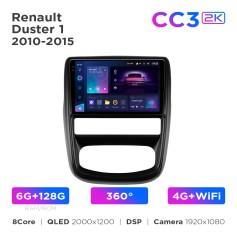 Radio samochodowe Teyes CC3 2k 6+128 Gb 360° Renault Duster 1 2010-2015 / Nissan Terrano 3 2014-2022 9