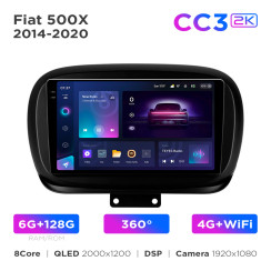 Radio samochodowe Teyes CC3 2k 6+128 Gb 360° Fiat 500X 2014-2020 9"