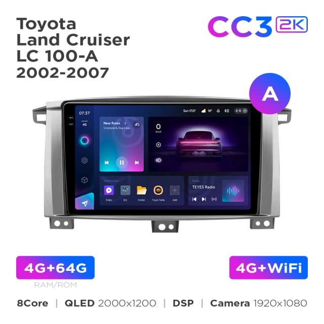 Radio samochodowe Teyes CC3 2k 4+64 Gb Toyota Land Cruiser LC 100-A 2002-2007 (A) 9"