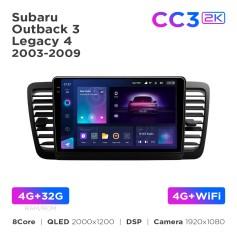Radio samochodowe Teyes CC3 2k 4+32 Gb Subaru Outback 3 / Legacy 4 2003-2009 9"