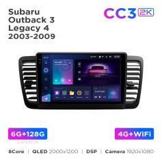 Radio samochodowe Teyes CC3 2k 6+128 Gb Subaru Outback 3 / Legacy 4 2003-2009 9"