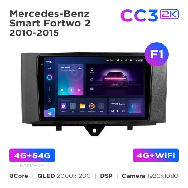 Radio samochodowe Teyes CC3 2k 4+64 Gb Mercedes-Benz Smart Fortwo 2 2010-2015 (F1) 9"
