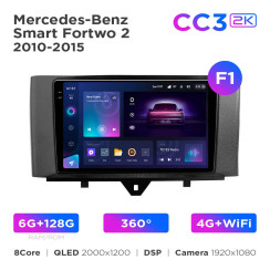 Radio samochodowe Teyes CC3 2k 6+128 Gb 360° Mercedes-Benz Smart Fortwo 2 2010-2015 (F1) 9"