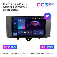 Radio samochodowe Teyes CC3 2k 6+128 Gb Mercedes-Benz Smart Fortwo 2 2010-2015 (F1) 9"