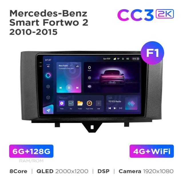 Radio samochodowe Teyes CC3 2k 6+128 Gb Mercedes-Benz Smart Fortwo 2 2010-2015 (F1) 9"