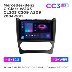 Radio samochodowe Teyes CC3 2k 4+32 Gb Mercedes-Benz C-Class W203 CL203 C209 A209 2004-2011 9"