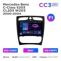 Radio samochodowe Teyes CC3 2k 6+128 Gb 360° Mercedes-Benz C-Class S203 CL203 W203 2000-2004 (F1) 9"