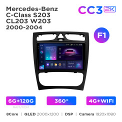 Radio samochodowe Teyes CC3 2k 6+128 Gb 360° Mercedes-Benz C-Class S203 CL203 W203 2000-2004 (F1) 9"