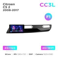Radio samochodowe do Citroen C5 2 2008-2017 (F1) Teyes CC3L 4+32 Gb 9"