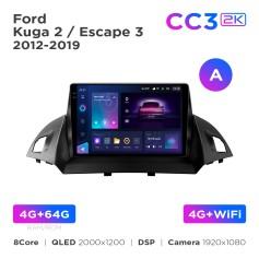 Radio samochodowe Teyes CC3 2k 4+64 Gb Ford Kuga 2 / Escape 3 2012-2019 (A) 9"