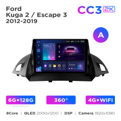 Radio samochodowe Teyes CC3 2k 6+128 Gb 360° Ford Kuga 2 / Escape 3 2012-2019 (A) 9"