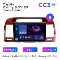 Radio samochodowe Teyes CC3 2k 6+128 Gb 360° Toyota Camry 5 XV 30 2001-2006 (B) 9"