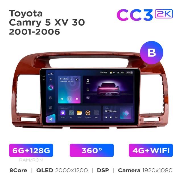 Radio samochodowe Teyes CC3 2k 6+128 Gb 360° Toyota Camry 5 XV 30 2001-2006 (B) 9"
