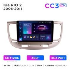 Radio samochodowe Teyes CC3 2k 6+128 Gb 360° Kia Rio 2 2005-2011 9"