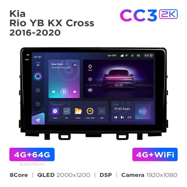 Radio samochodowe Teyes CC3 2k 4+64 Gb Kia Rio YB KX Cross (1 Din) 2016-2020 9"