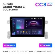 Radio samochodowe Teyes CC3 2k 4+64 Gb Suzuki Grand Vitara 3 (1 Din) 2005-2015 9"