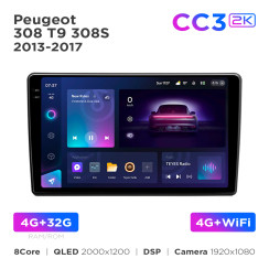 Radio samochodowe Teyes CC3 2k 4+32 Gb Peugeot 308 T9 308S 2013-2017 9"