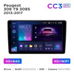 Radio samochodowe Teyes CC3 2k 4+64 Gb Peugeot 308 T9 308S 2013-2017 9"