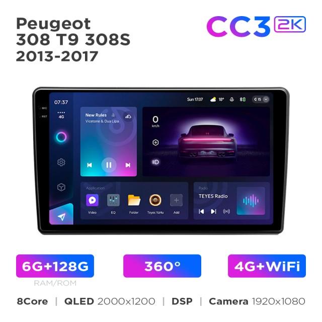Radio samochodowe Teyes CC3 2k 6+128 Gb 360° Peugeot 308 T9 308S 2013-2017 9