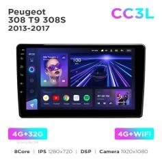 Radio samochodowe do Peugeot 308 T9 308S 2013-2017 Teyes CC3L 4+32 Gb 9"