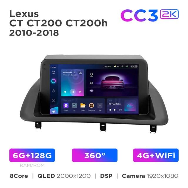 Radio samochodowe Teyes CC3 2k 6+128 Gb 360° Lexus CT CT200 CT200h 2010-2018 9"