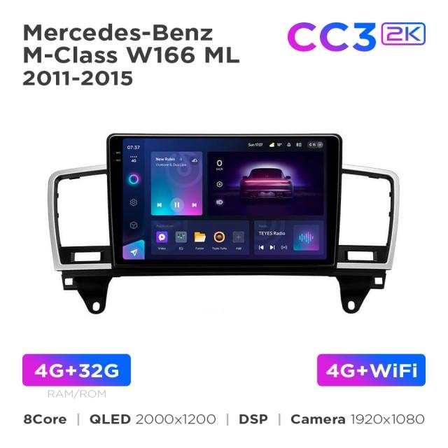 Radio samochodowe Teyes CC3 2k 4+32 Gb Mercedes-Benz M-Class W166 ML 2011-2015 9"