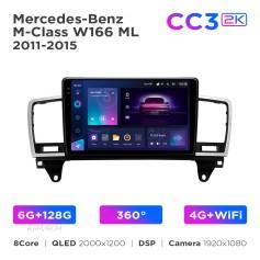 Radio samochodowe Teyes CC3 2k 6+128 Gb 360° Mercedes-Benz M-Class W166 ML 2011-2015 9"