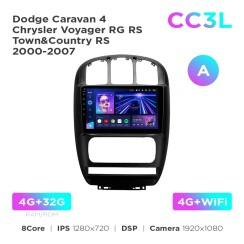 Radio samochodowe do Dodge Caravan 4 / Chrysler Voyager RG RS / Town&Country RS 2000-2007 (A) Teyes CC3L 4+32 Gb 10"