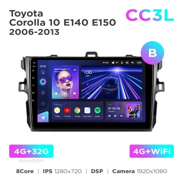Radio samochodowe do Toyota Corolla 10 E140 E150 2006-2013 (B) Teyes CC3L 4+32 Gb 9"